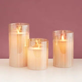Simile Gold Glass Flameless Candles Flickering (Set of 3)